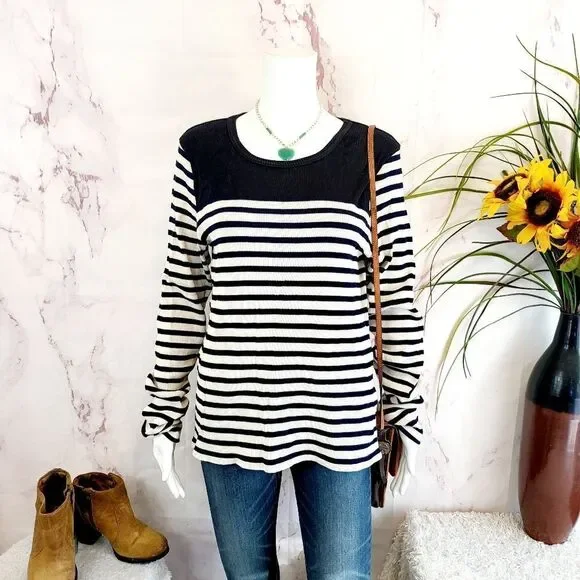 J. Crew pullover stripe knit sweater - Picture 2 of 7